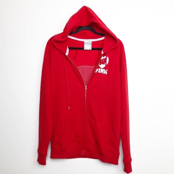 VICTORIA’S Secret pink collegiate Collection with fifth and ocean red hoodie - Picture 1 of 9
